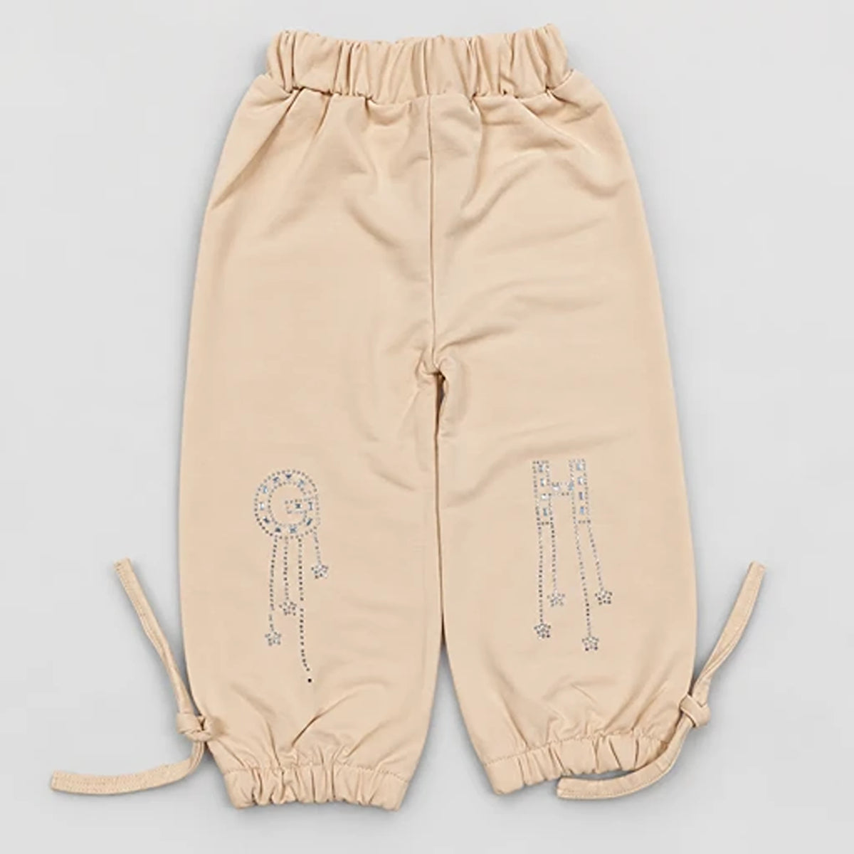 Girls’ Beige Jewelled Graphic Sweatshirt & Jogger Set