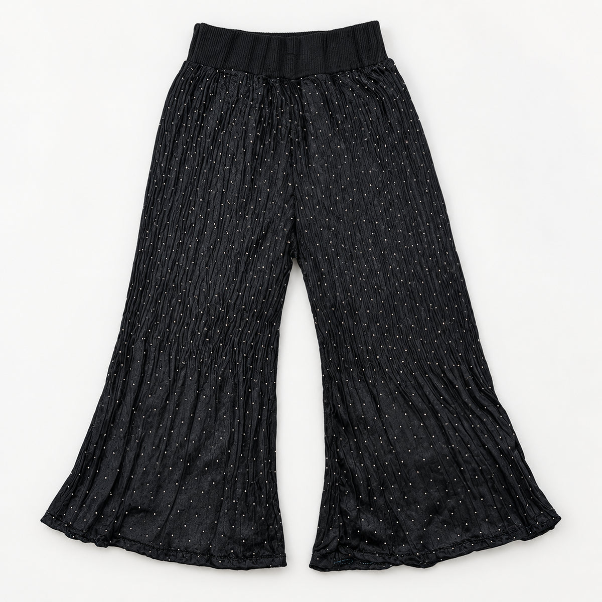 Girls’ Sage Green 3D Floral Top & Black Pleated Trouser Set