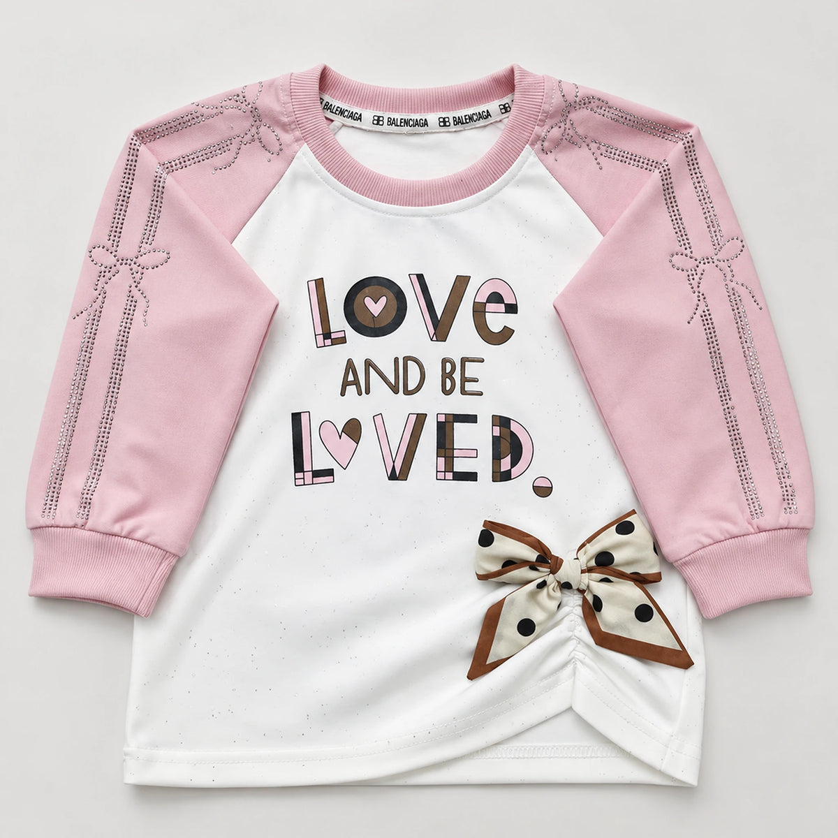 Girls’ Pink Love Graphic Top & Lace-Trim Wide-Leg Trouser Set