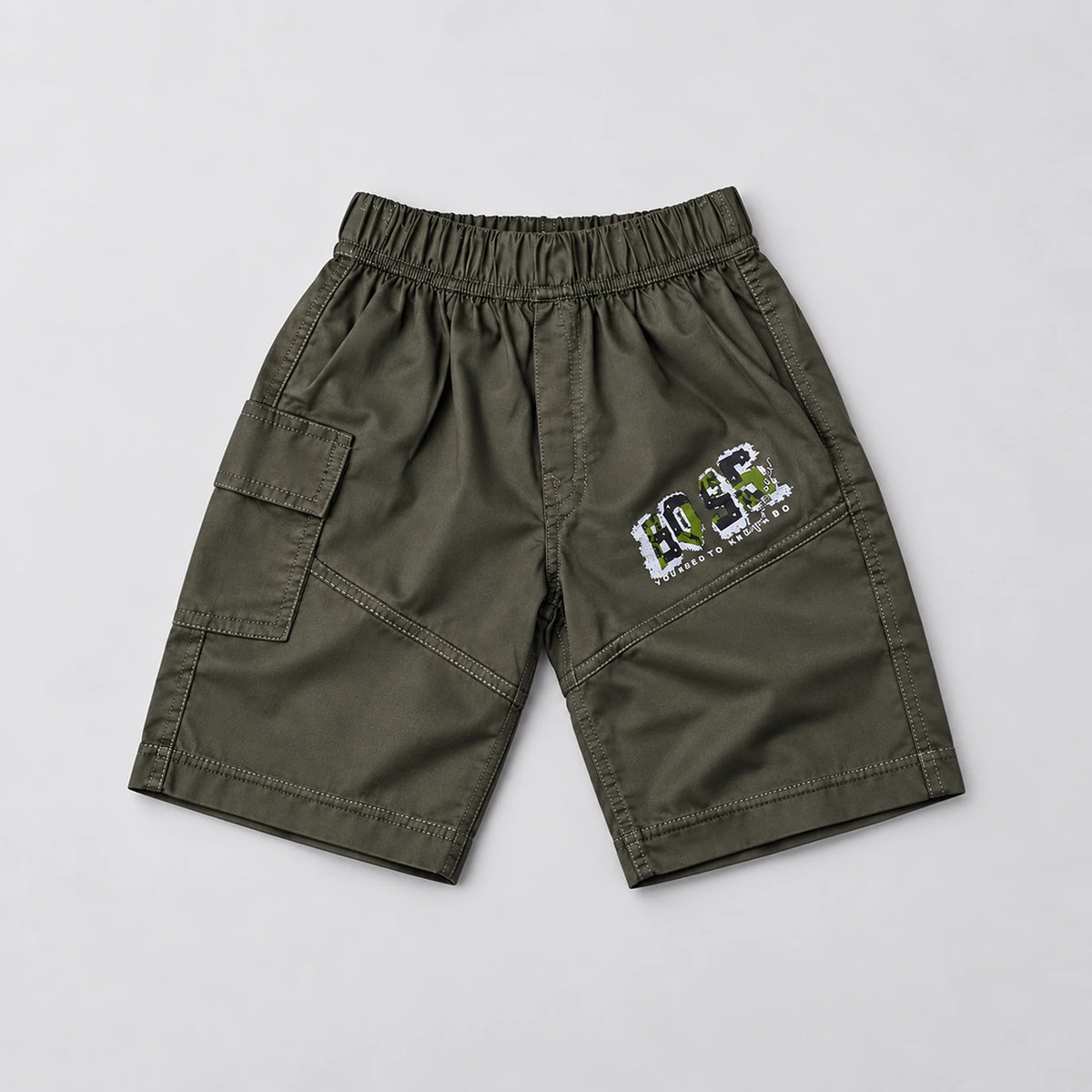 Boys’ Brown Graphic Button-Up Shirt & Olive Cargo Shorts Set