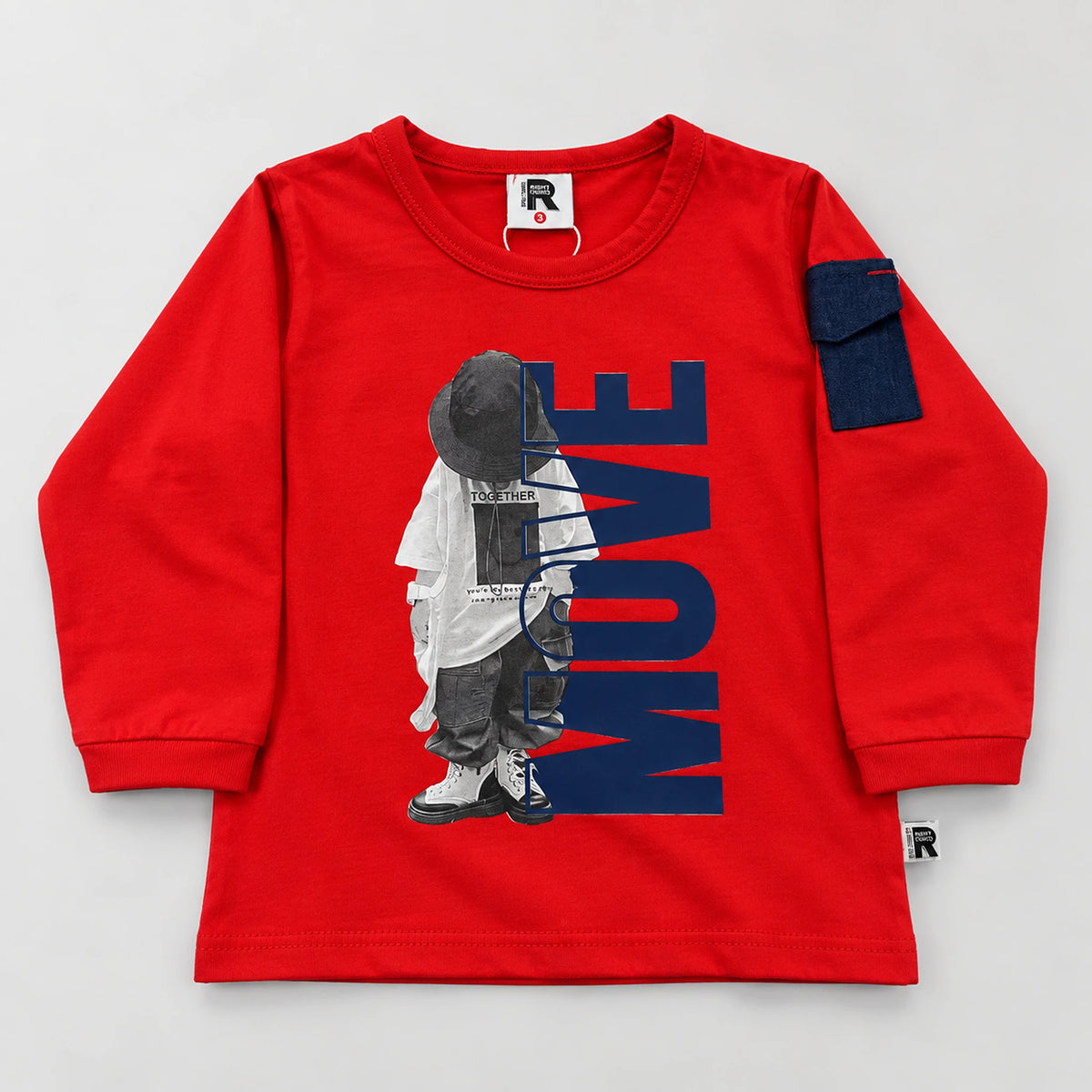 Boys’ Red “Move” Graphic Shirt with Blue Jeans Set