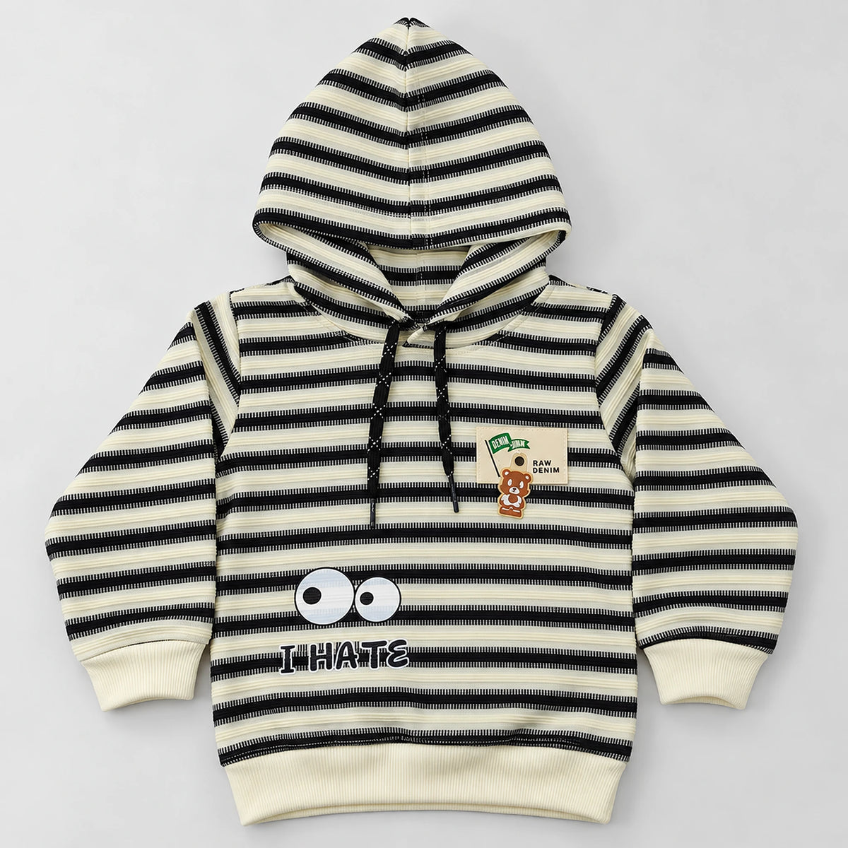 Boys’ Cream & Black Striped Hoodie with Charcoal Joggers Set