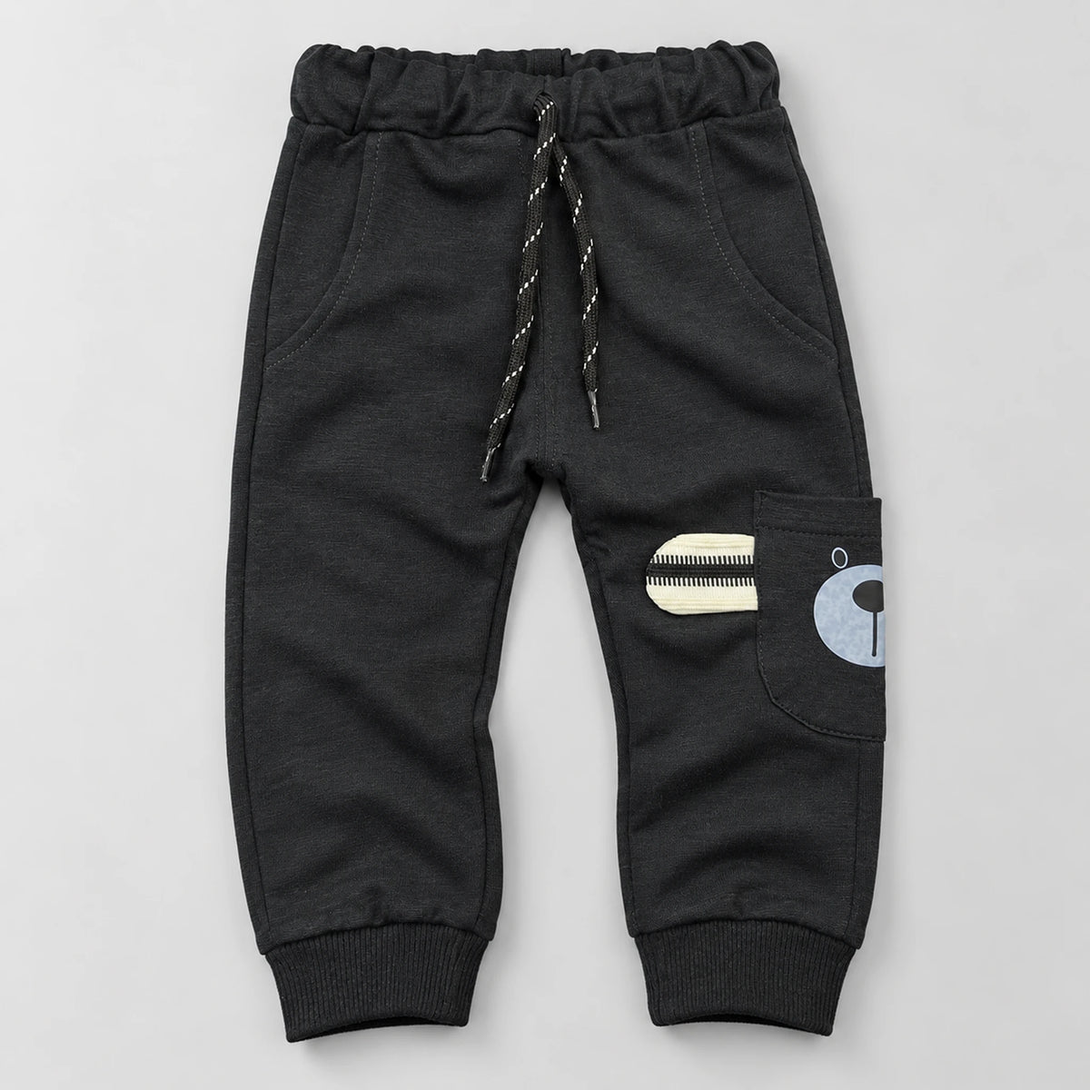Boys’ Cream & Black Striped Hoodie with Charcoal Joggers Set