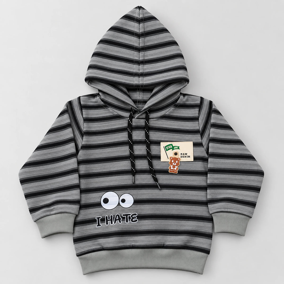 Boys’ Grey & Black Striped Hoodie with Charcoal Joggers Set