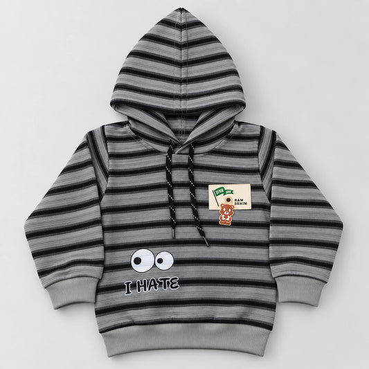 Boys’ Grey & Black Striped Hoodie with Charcoal Joggers Set