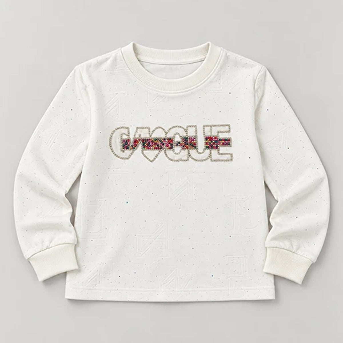 Girls’ White Vogue Sweatshirt & Jogger Set