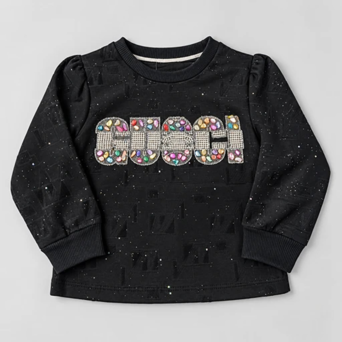 Girls’ Black Jewelled Graphic Sweatshirt & Jogger Set