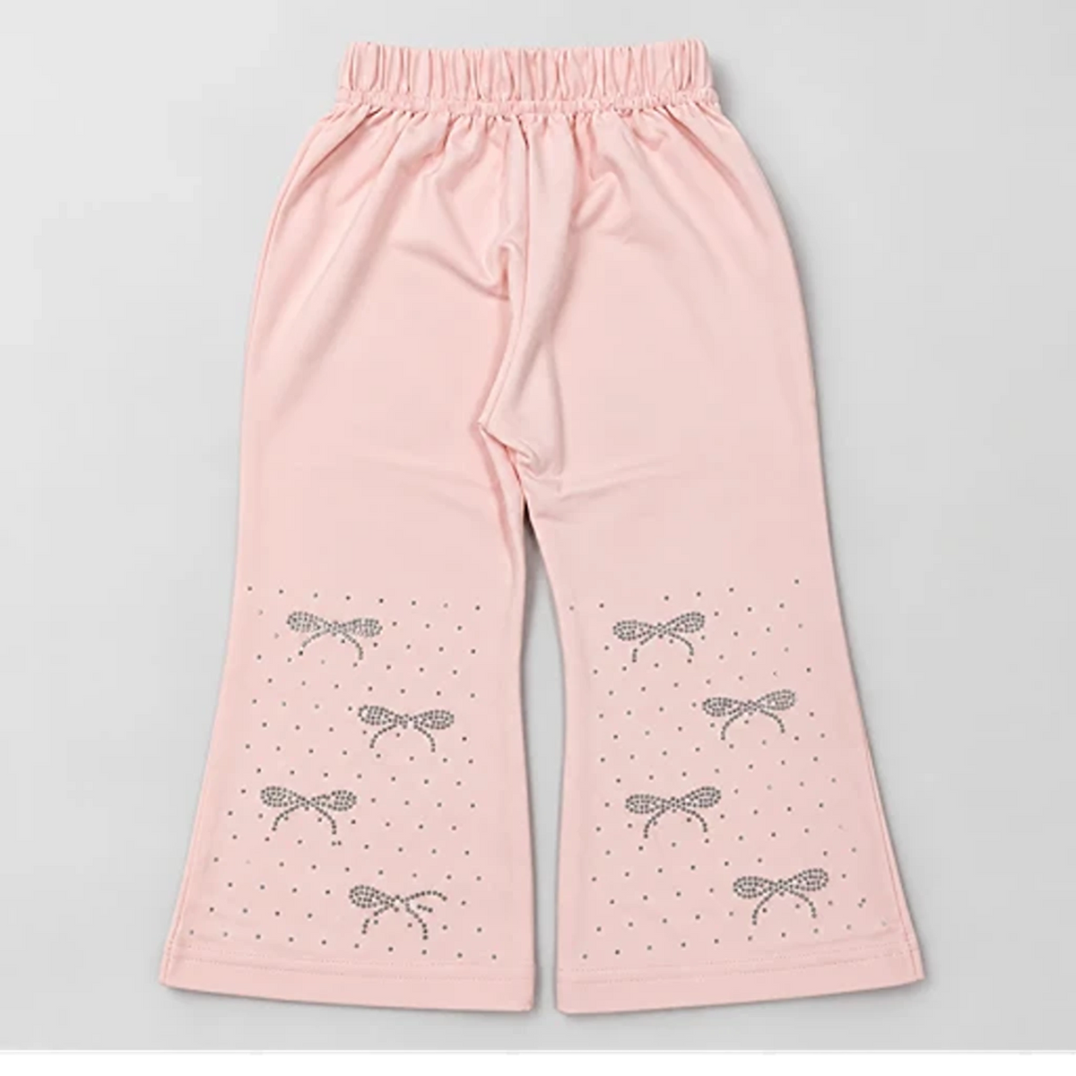Girls’ Pink Layered Sweatshirt & Rhinestone Bow Trouser Set