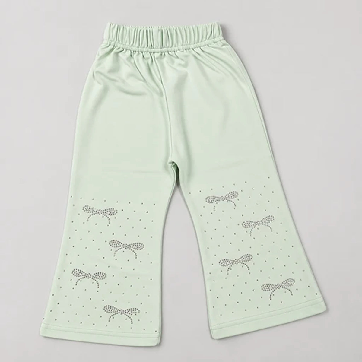 Girls’ Mint Layered Sweatshirt & Rhinestone Bow Trouser Set