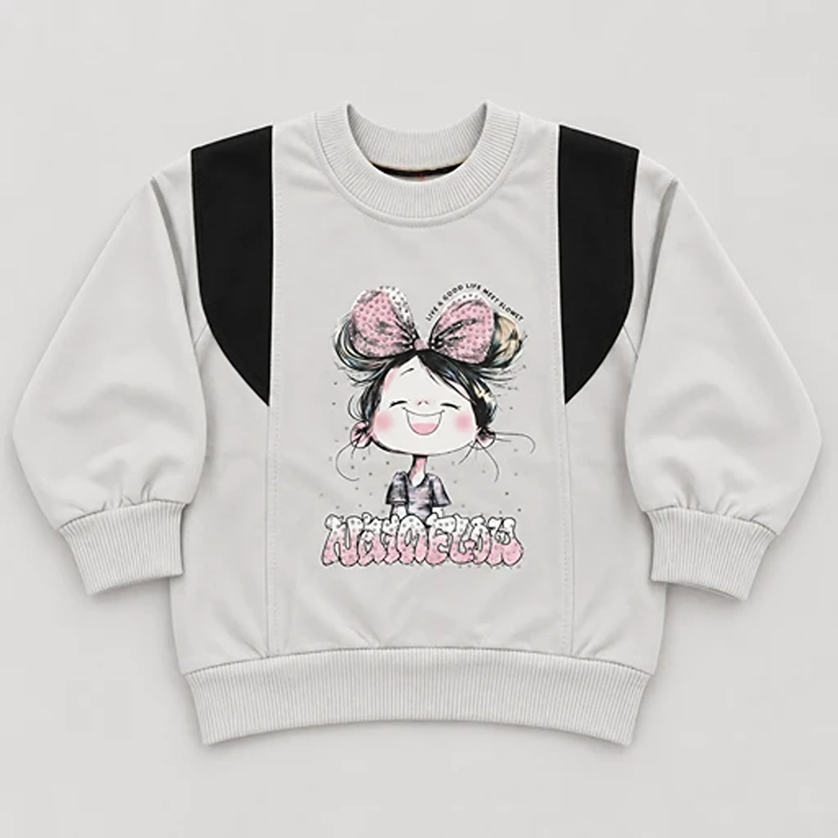 Girls’ Grey Marvelous Sweatshirt & Rhinestone Wide-Leg Trouser Set