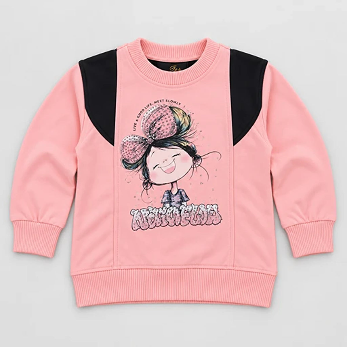 Girls’ Pink Marvelous Sweatshirt & Rhinestone Wide-Leg Trouser Set