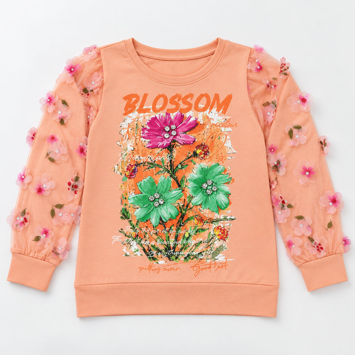 Girls’ Peach Blossom Top & Floral Wide-Leg Trouser Set