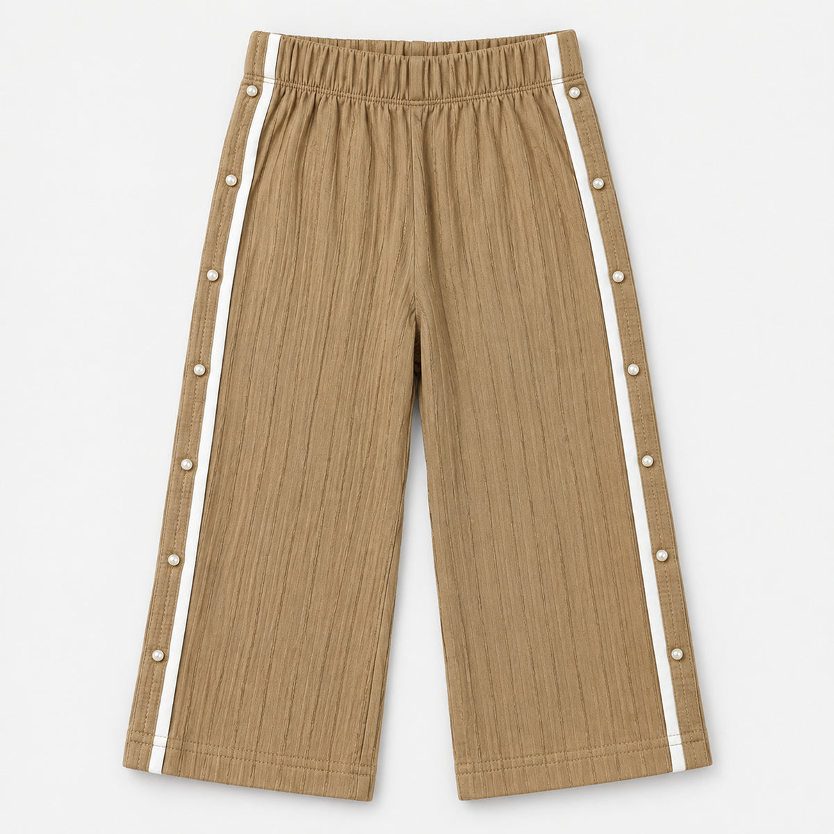 Girls’ Ivory Heart Top & Camel Wide-Leg Trouser Set