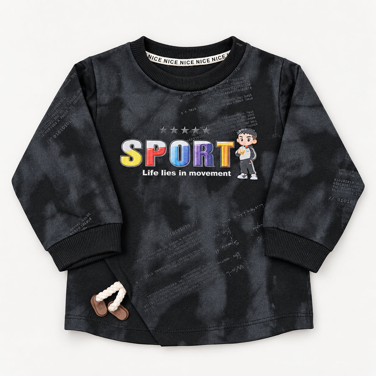 Boys’ Black Sport Graphic Top & Cargo Joggers Set