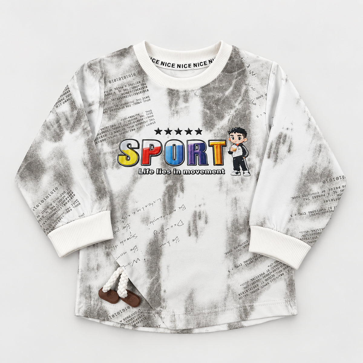 Boys’ White Sport Graphic Top & Black Cargo Joggers Set