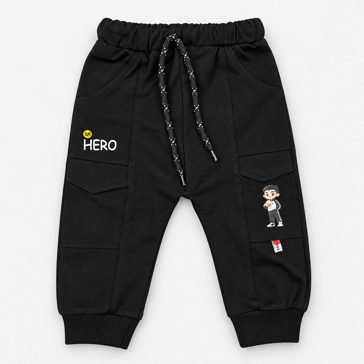 Boys’ White Sport Graphic Top & Black Cargo Joggers Set